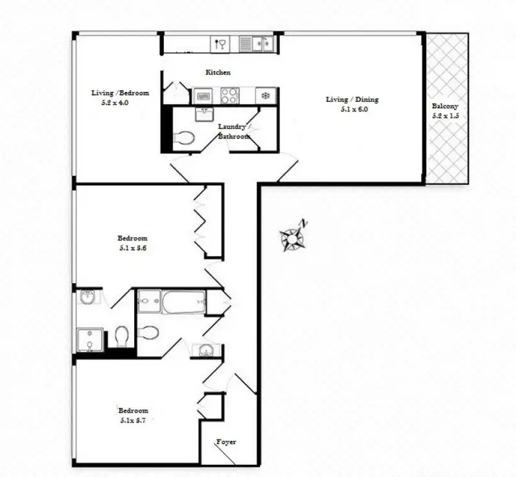 Floorplan of Homely apartment listing, 23A 'Condor'/2 Riverview Parade, Surfers Paradise QLD 4217