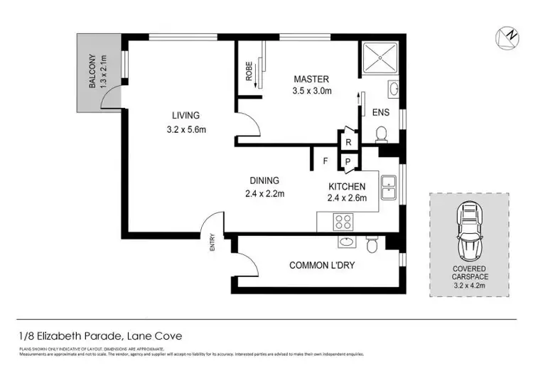 Floorplan of Homely apartment listing, 1/8 Elizabeth Parade, Lane Cove NSW 2066
