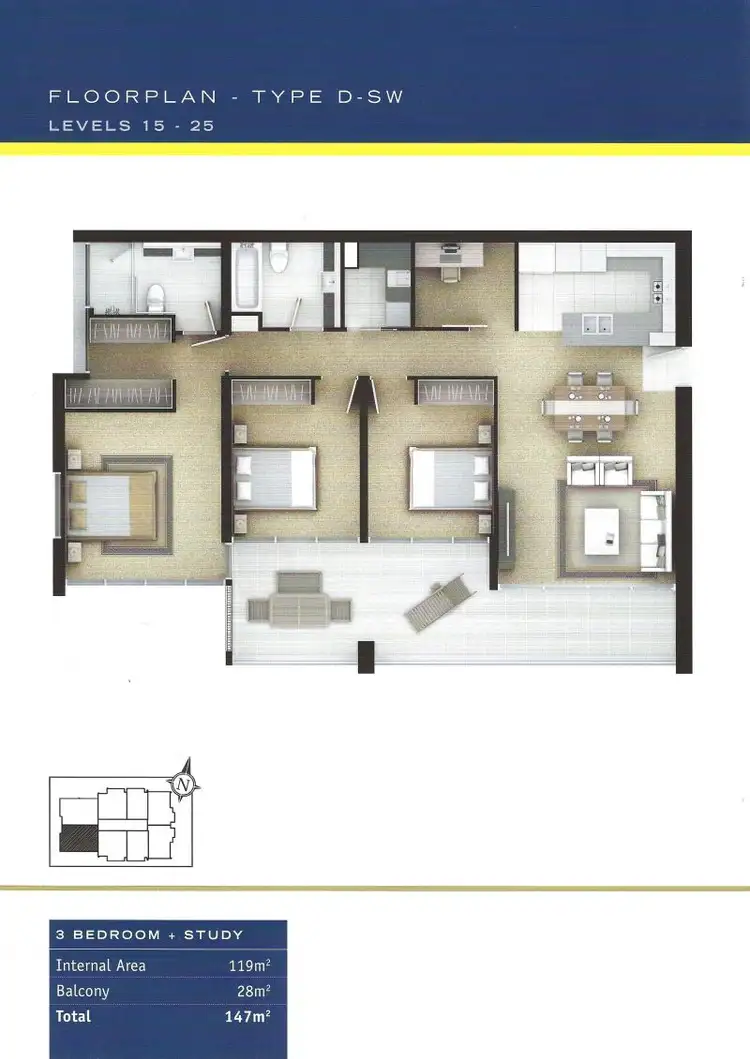 Floorplan of Homely apartment listing, 2203/34 Scarborough Street, Southport QLD 4215