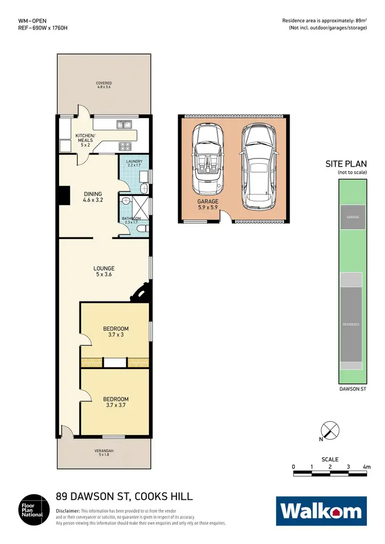 Floorplan of Homely semi-detached listing, 89 Dawson Street, Cooks Hill NSW 2300
