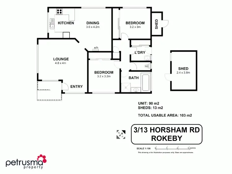 Floorplan of Homely unit listing, 3/13 Horsham Road, Oakdowns TAS 7019