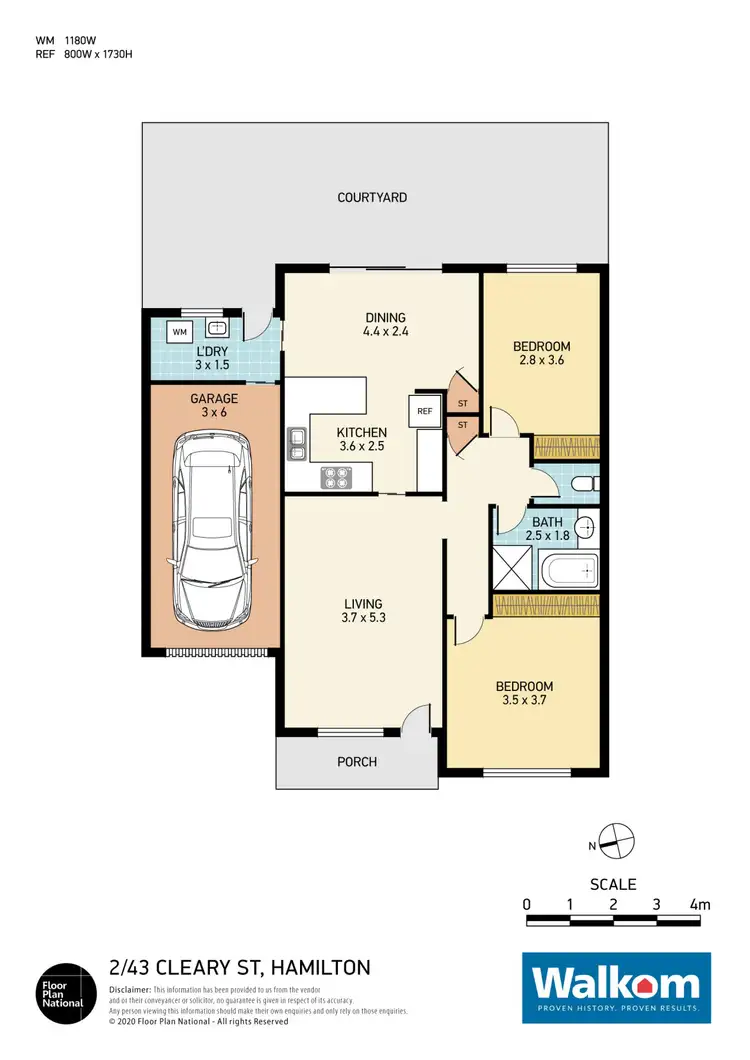 Floorplan of Homely villa listing, 2/43 Cleary Street, Hamilton NSW 2303