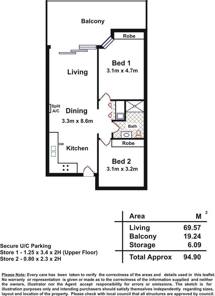 Floorplan of Homely apartment listing, 302/189 Devonport Terrace, Prospect SA 5082