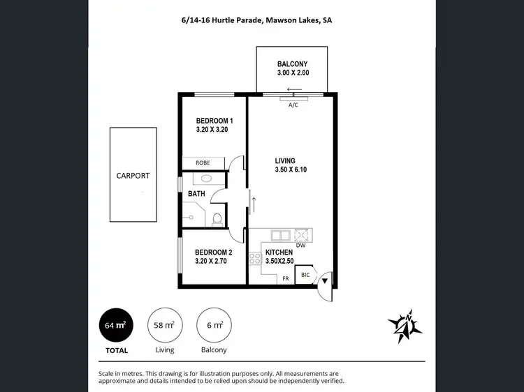 Floorplan of Homely apartment listing, 6/14-16 Hurtle Parade, Mawson Lakes SA 5095
