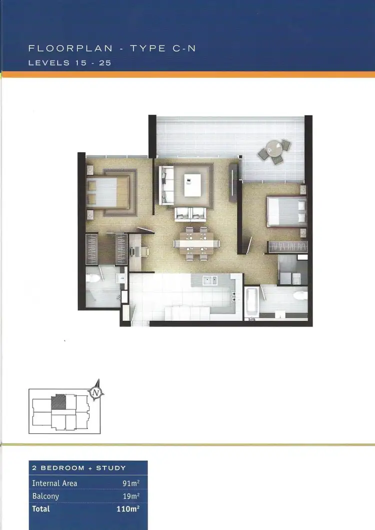 Floorplan of Homely apartment listing, 1801/34 Scarborough Street, Southport QLD 4215