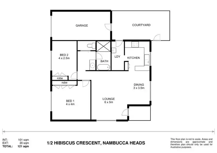 Floorplan of Homely villa listing, 1/2 Hibiscus Crescent, Nambucca Heads NSW 2448