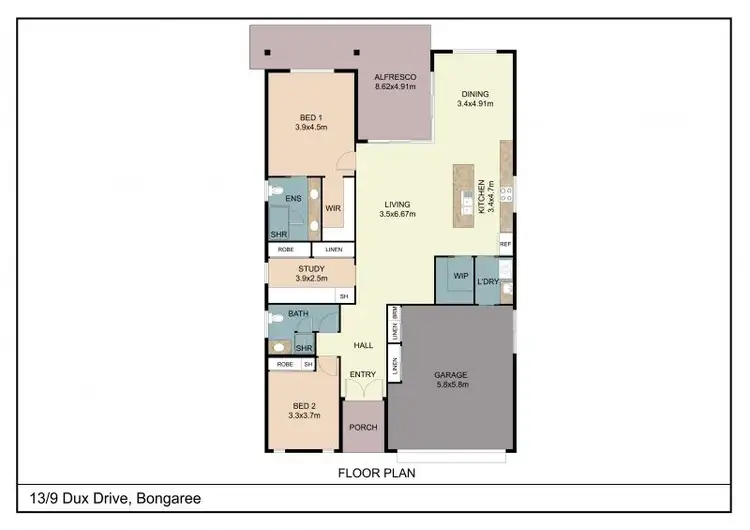 Floorplan of Homely house listing, 13/9 Dux Drive, Bongaree QLD 4507