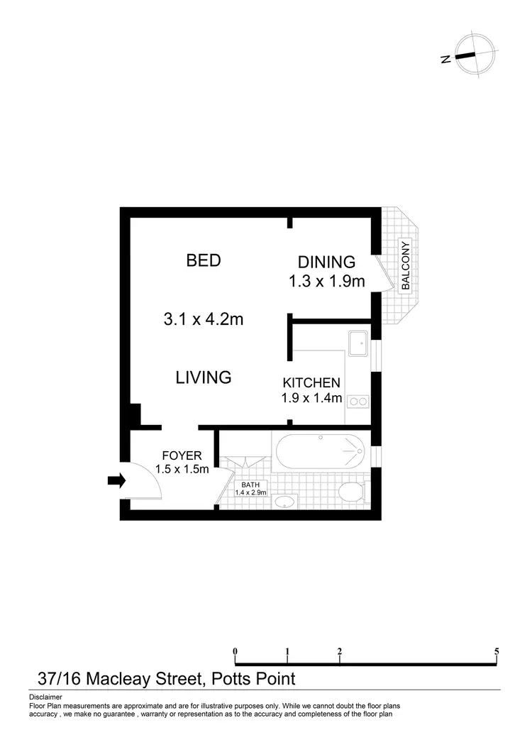 Floorplan of Homely studio listing, 37/16 Macleay Street, Potts Point NSW 2011