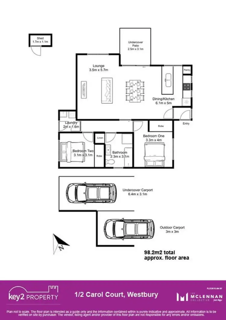 Floorplan of Homely unit listing, 1/2 Carol Court, Westbury TAS 7303