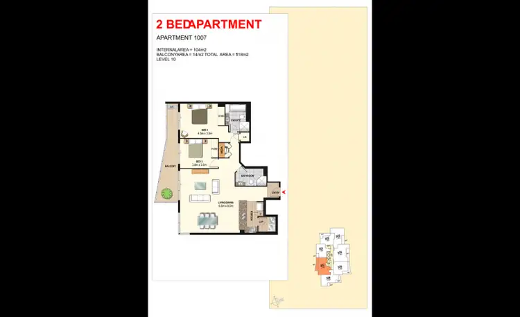 Floorplan of Homely apartment listing, 1007/1 Aqua Street, Southport QLD 4215