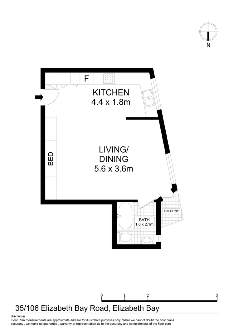 Floorplan of Homely studio listing, 35/106 Elizabeth Bay Road, Elizabeth Bay NSW 2011