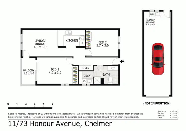 Floorplan of Homely unit listing, 11/73 Honour Avenue, Chelmer QLD 4068
