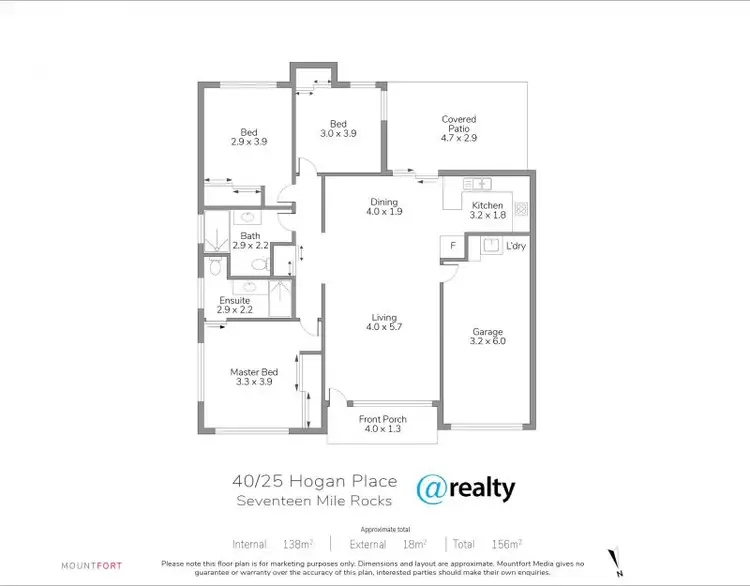 Floorplan of Homely townhouse listing, 40/25 Hogan Place, Seventeen Mile Rocks QLD 4073