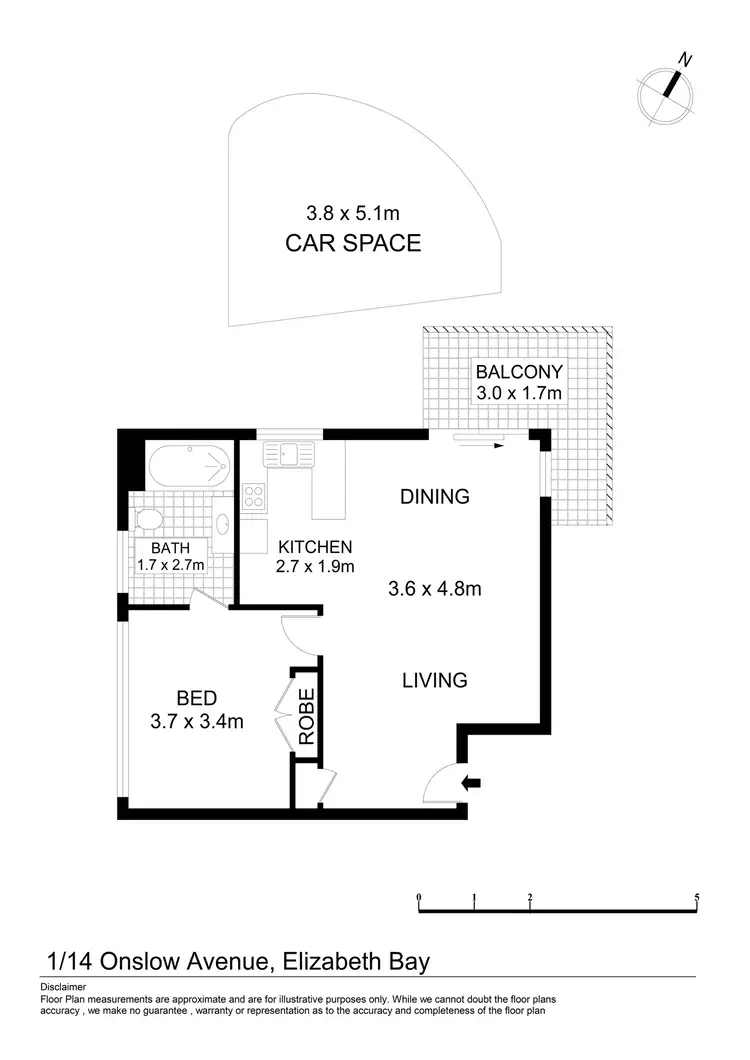 Floorplan of Homely apartment listing, 1/14 Onslow Avenue, Elizabeth Bay NSW 2011