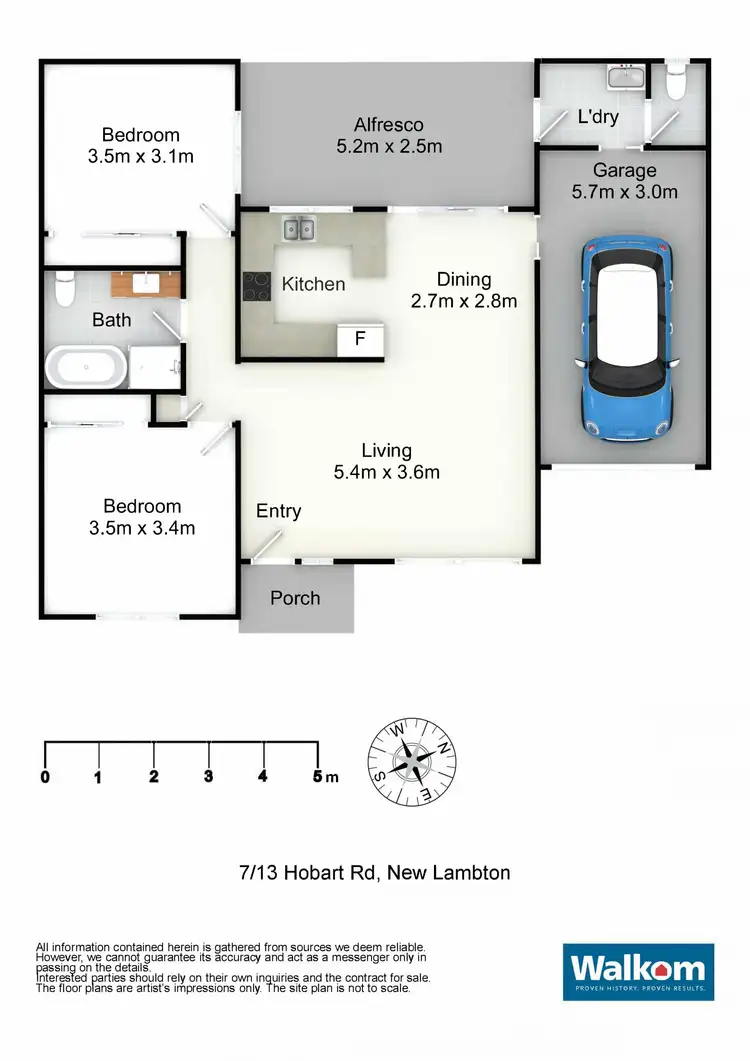 Floorplan of Homely semi-detached listing, 7/13 Hobart Road, New Lambton NSW 2305