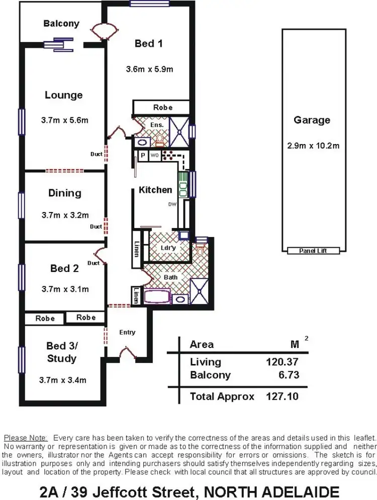 Floorplan of Homely apartment listing, 2A/39 Jeffcott St, North Adelaide SA 5006