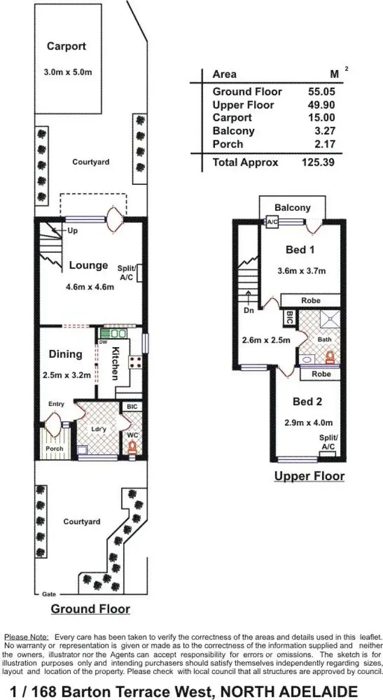 Floorplan of Homely townhouse listing, 1/168 Barton Tce West, North Adelaide SA 5006