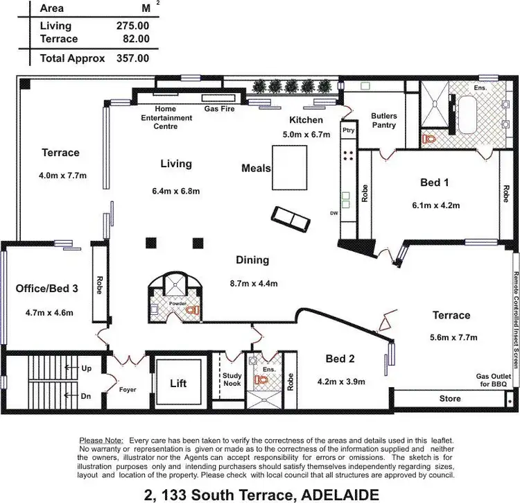 Floorplan of Homely apartment listing, 2/133 South Tce, Adelaide SA 5000