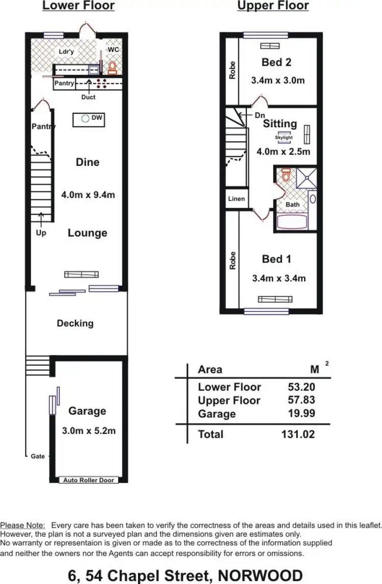 Floorplan of Homely townhouse listing, 6/54 Chapel St, Norwood SA 5067