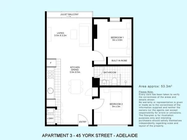 Floorplan of Homely apartment listing, 3/45 York St, Adelaide SA 5000
