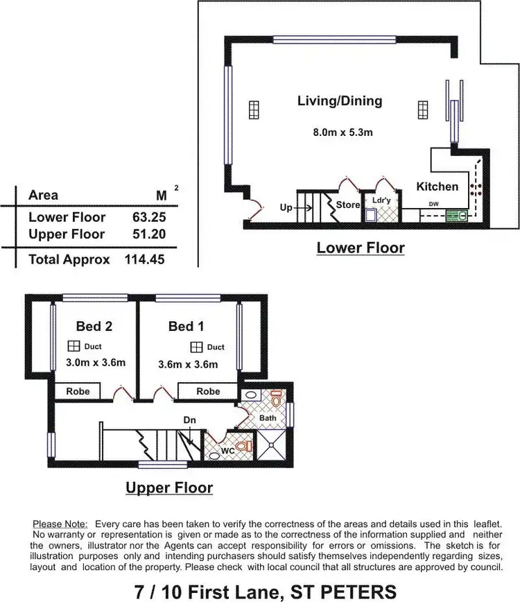 Floorplan of Homely townhouse listing, 7/10 First Lane, St Peters SA 5069