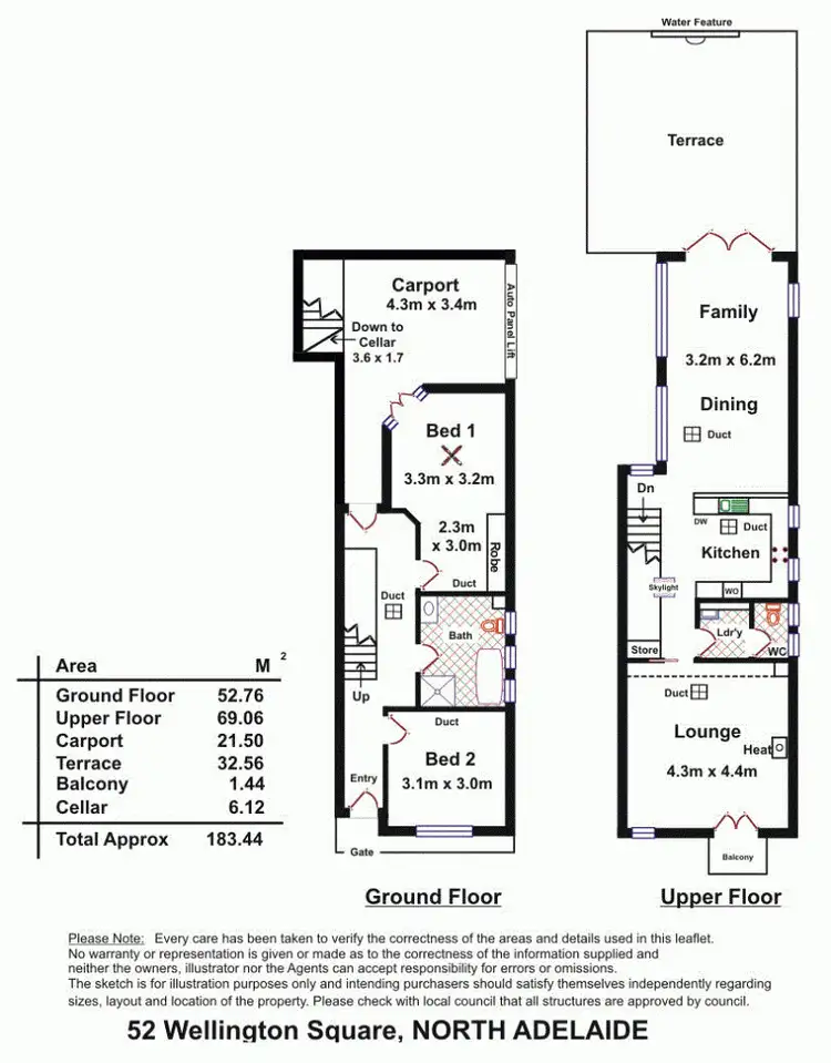 Floorplan of Homely townhouse listing, 52 Wellington Square, North Adelaide SA 5006