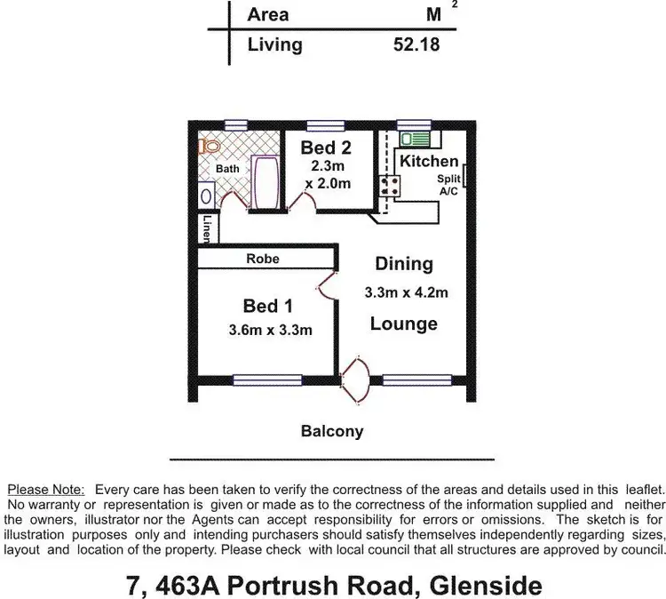 Floorplan of Homely unit listing, 7/463A Portrush Rd, Glenside SA 5065