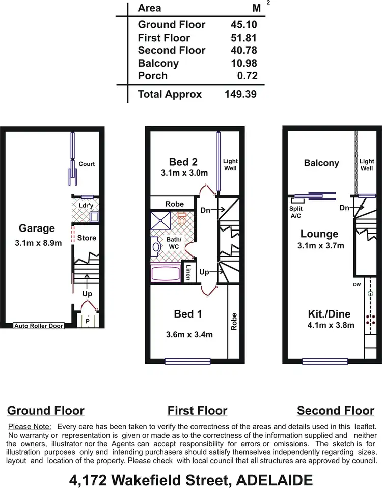 Floorplan of Homely townhouse listing, Unit 4, 172 Wakefield Street, Adelaide SA 5000