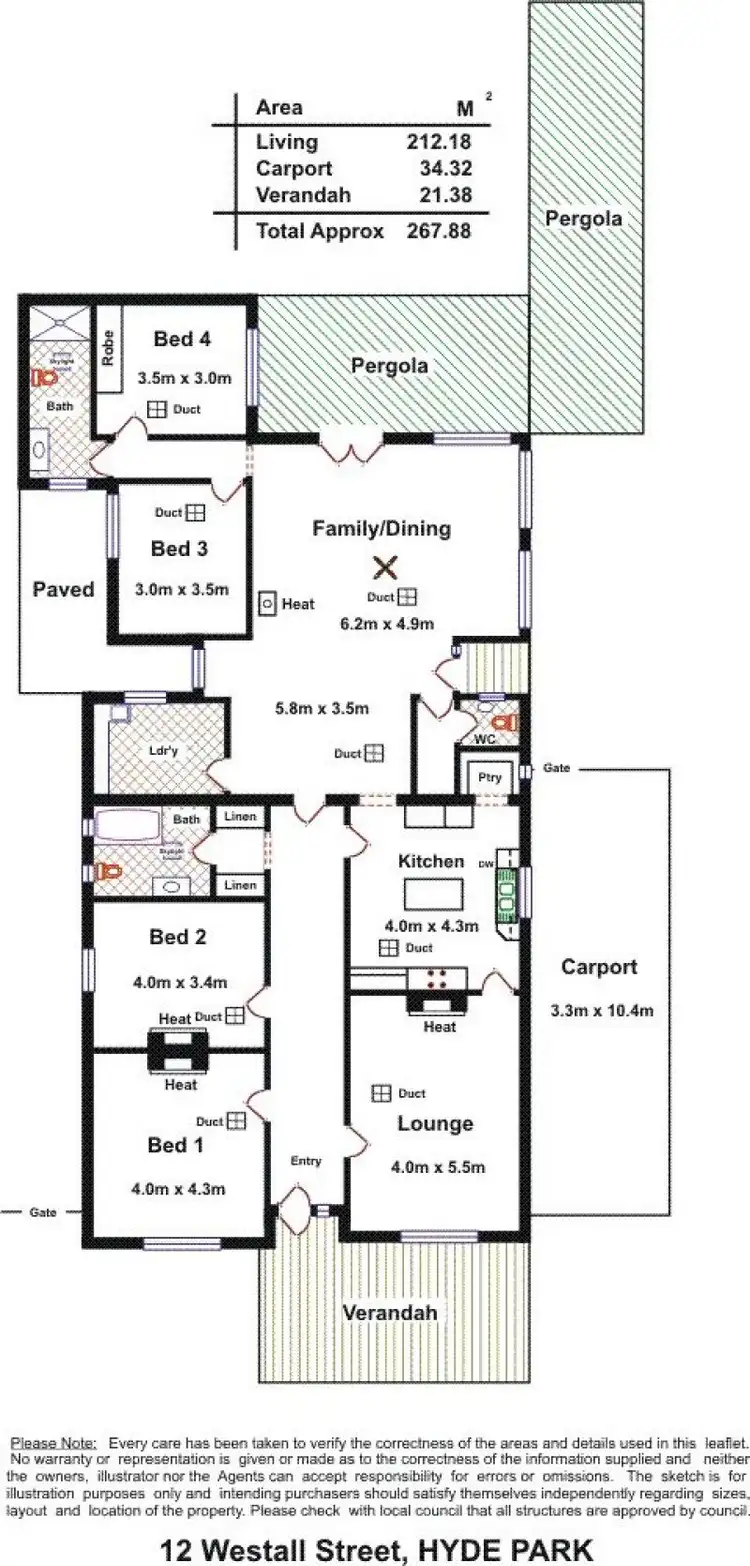 Floorplan of Homely house listing, 12 Westall St, Hyde Park SA 5061