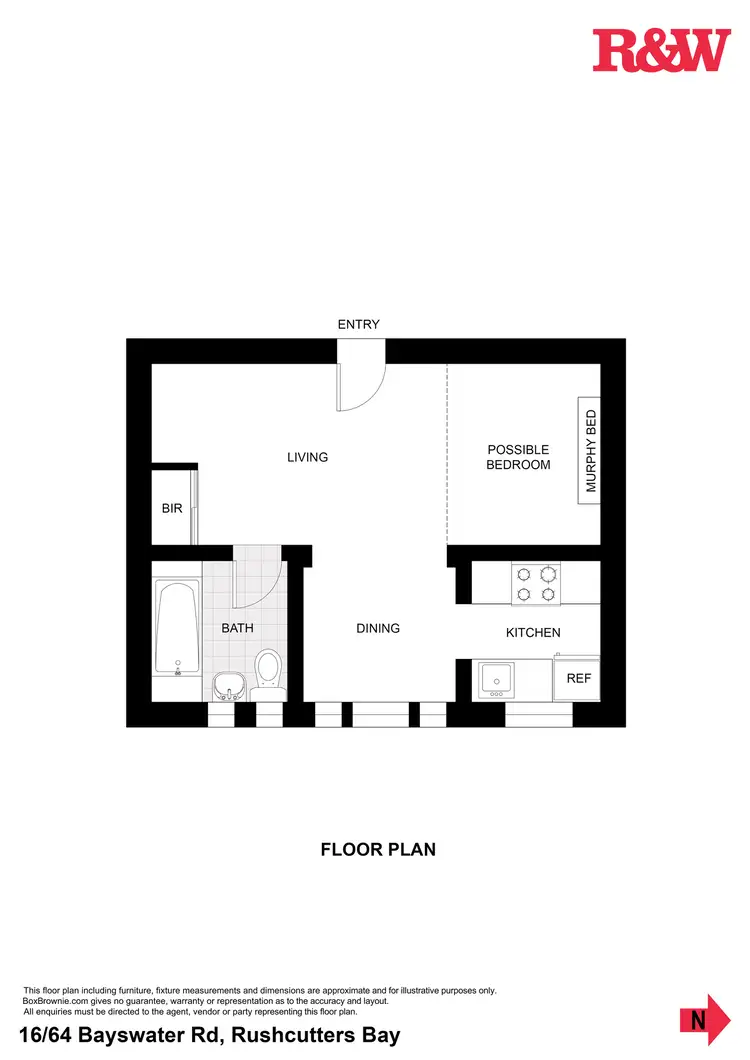 Floorplan of Homely studio listing, 16/64 Bayswater Road, Rushcutters Bay NSW 2011