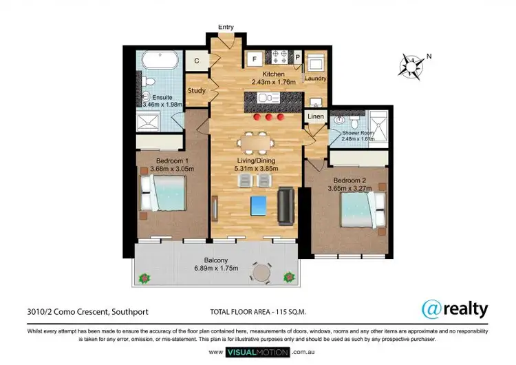 Floorplan of Homely apartment listing, 3010/2 Como Crescent, Southport QLD 4215