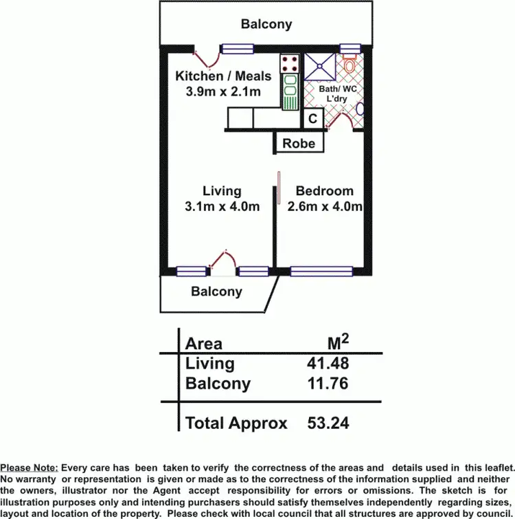 Floorplan of Homely unit listing, Unit 7 Royal Court/No 2 Davis Street, Norwood SA 5067