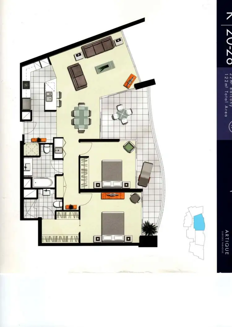 Floorplan of Homely apartment listing, 2203/18 Enderley Avenue, Surfers Paradise QLD 4217