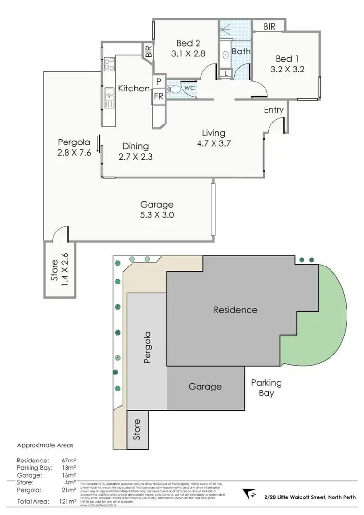 Floorplan of Homely villa listing, 2/28 Little Walcott Street, North Perth WA 6006