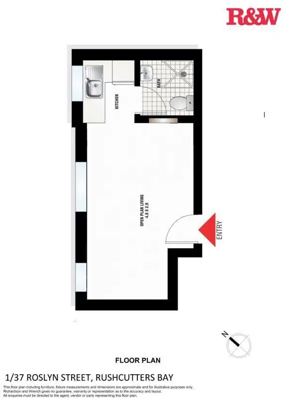 Floorplan of Homely studio listing, 1/37 Roslyn Street, Rushcutters Bay NSW 2011
