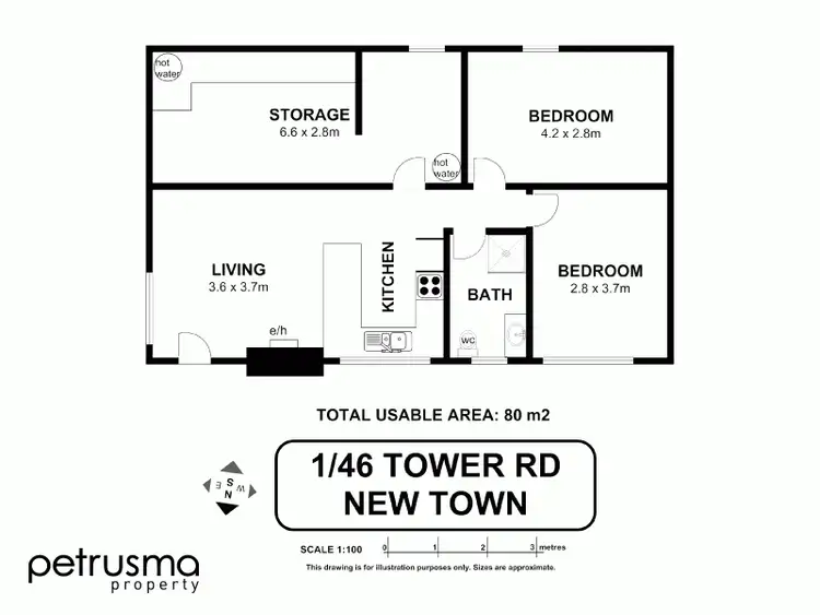Floorplan of Homely apartment listing, 1/46 Tower Road, New Town TAS 7008