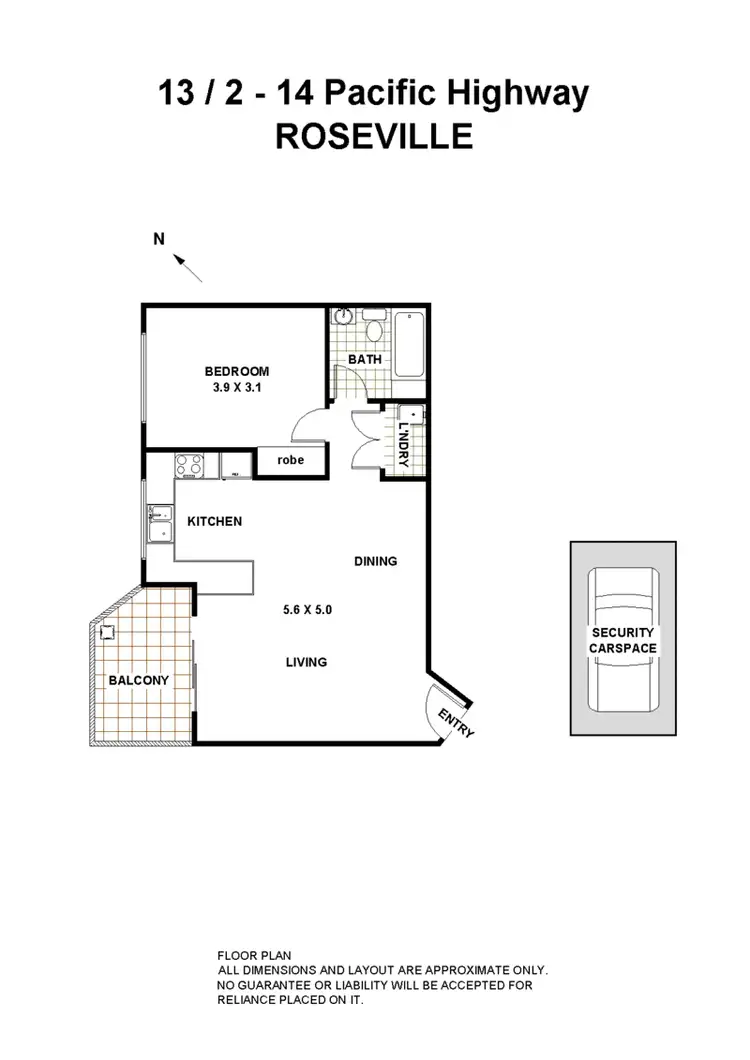 Floorplan of Homely apartment listing, 13/2-16 Pacific Highway, Roseville NSW 2069