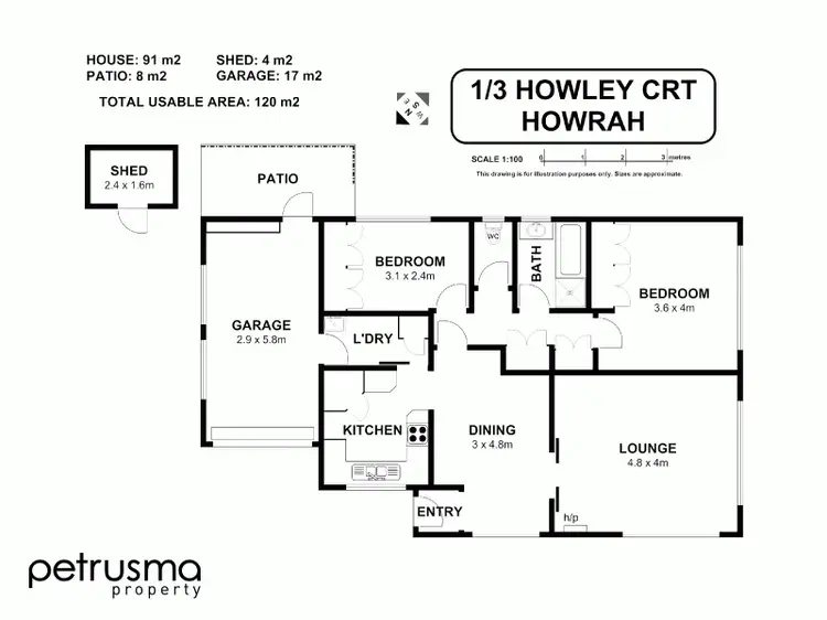 Floorplan of Homely unit listing, 1/3 Howley Court, Howrah TAS 7018