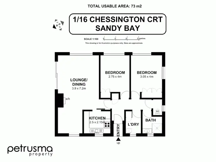 Floorplan of Homely unit listing, 1/16 Chessington Court, Sandy Bay TAS 7005