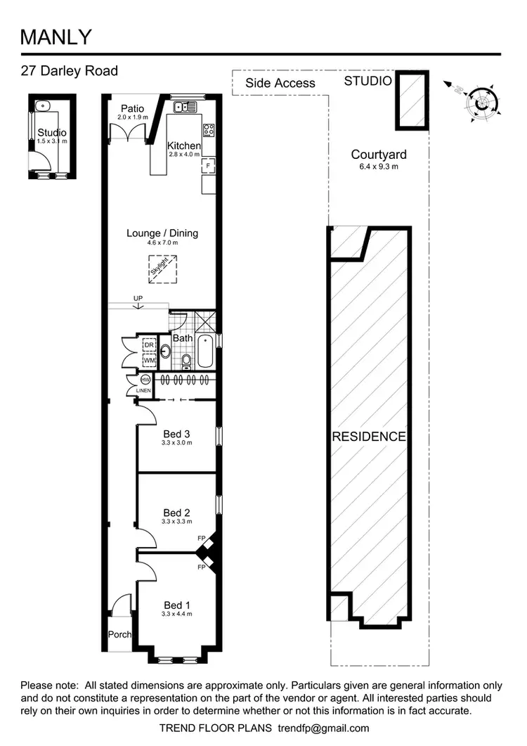 Floorplan of Homely semi-detached listing, 27 Darley Road, Manly NSW 2095