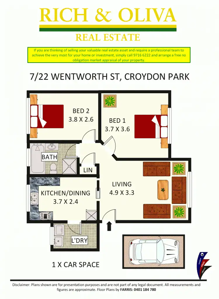 Floorplan of Homely apartment listing, 7/22 Wentworth Street, Croydon Park NSW 2133
