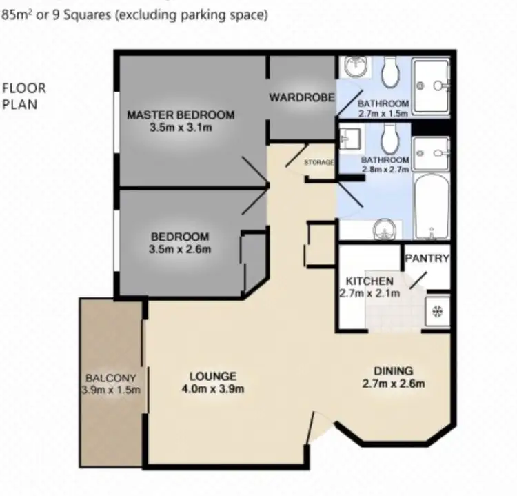 Floorplan of Homely apartment listing, 260/35 Palm Avenue, Surfers Paradise QLD 4217