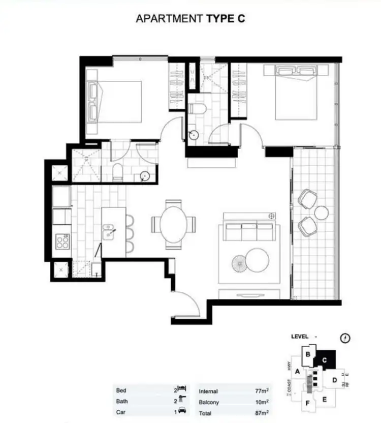 Floorplan of Homely apartment listing, 2303/2663 Gold Coast Highway, Broadbeach QLD 4218