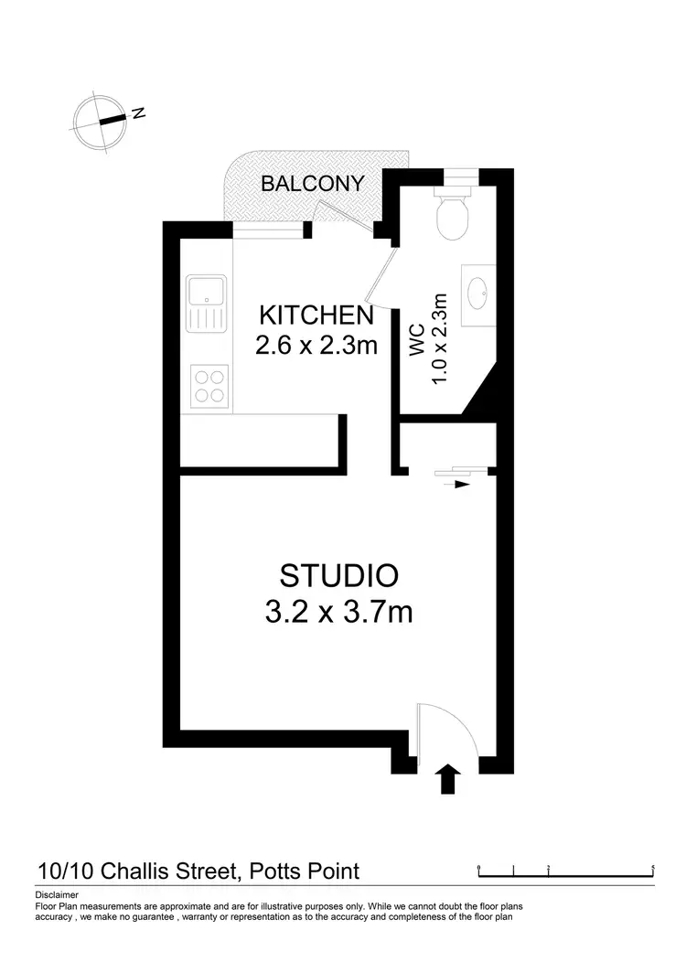 Floorplan of Homely studio listing, 10/10 Challis Avenue, Potts Point NSW 2011