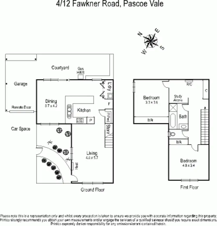 Floorplan of Homely townhouse listing, 4/12 Fawkner Road, Pascoe Vale VIC 3044