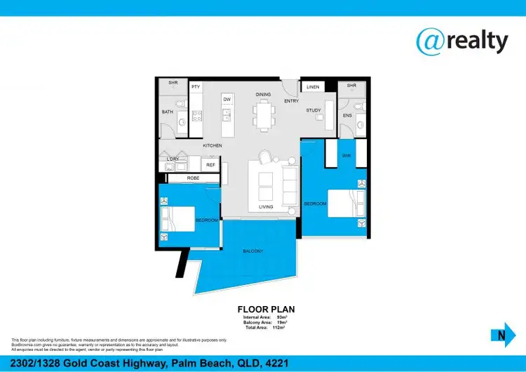 Floorplan of Homely apartment listing, 2302/1328 Gold Coast Highway, Palm Beach QLD 4221
