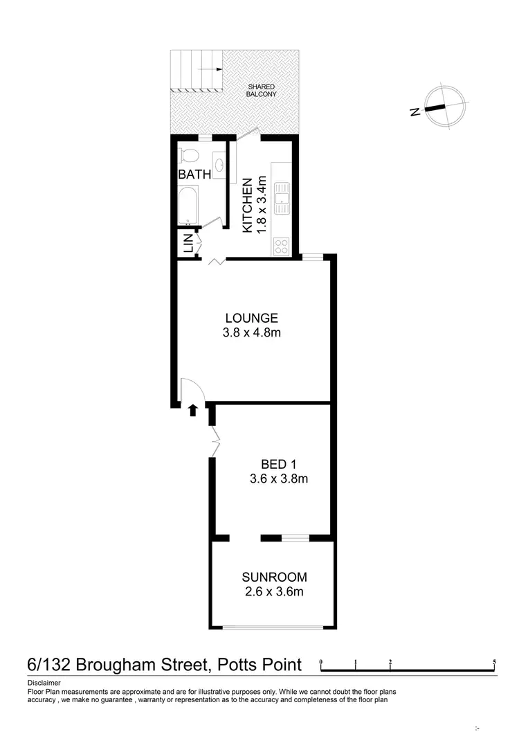 Floorplan of Homely apartment listing, 6/132-134 Brougham Street, Potts Point NSW 2011