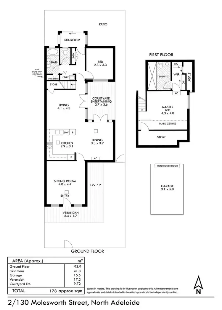 Floorplan of Homely townhouse listing, Unit 2, 130 Molesworth Street, North Adelaide SA 5006