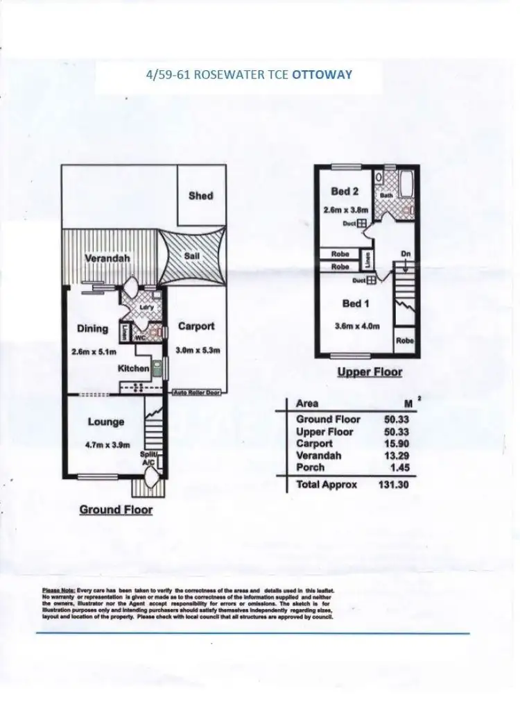 Floorplan of Homely townhouse listing, 4/59-61 Rosewater Tce, Ottoway SA 5013