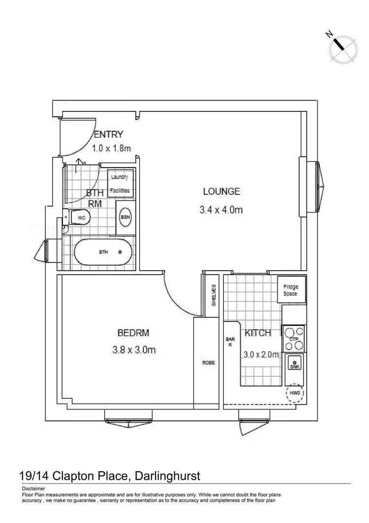 Floorplan of Homely apartment listing, 19/14 Clapton Place, Darlinghurst NSW 2010